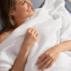 PHF Pre-Washed Cotton Waffle Weave Blanket King Size for Bed,Snag Proof Throw Blanket for Couch Spring Summer Lightweight Breathable,Oeko-TEX Certified,Machine Washable, Home Decor Gift-White