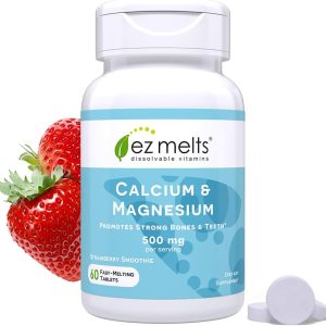 EZ Melts Dissolvable Calcium and Magnesium Supplement with Vitamin D3, Sugar-Free, 1-Month Supply