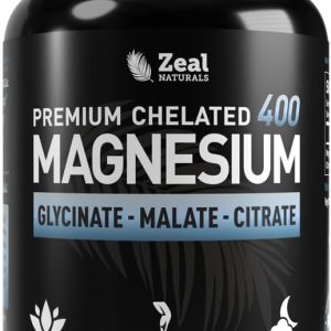 Premium Chelated Magnesium Glycinate, Malate, Citrate (400mg | 180 Capsules) Triple Blend Magnesium Complex