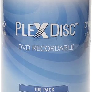 PlexDisc DVD-R 4.7GB 16x Branded Logo Recordable Media Disc - 100 Disc (No Container) FFP, Writable Blank DVDs for Movies, Music, Data Files - Blank DVD Discs 100 Pack
