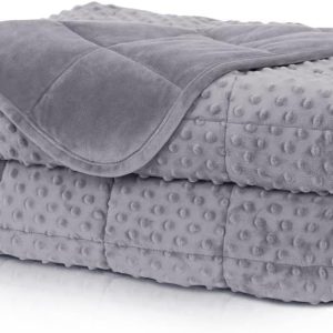 Weighted Blanket Twin 12lbs for Adult(48"×72",Gray) Breathable Soft Minky Weighted Throw Blanket for All Season,Heavy Blanket with Premium Glass Beads