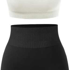 Workout Sets for Women 2 Piece Outfits High Waisted Yoga Shorts with Adjustable Strappy Sports Bra Gym Sets