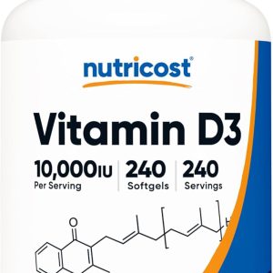 Nutricost Vitamin D3 10,000 IU, 240 Softgel Capsules - Potent, Non-GMO, Gluten Free Vitamin D