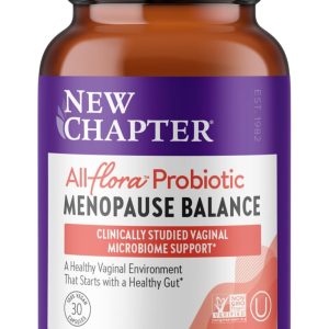 New Chapter All-Flora Probiotic Menopause Balance, Ultra-Concentrated Probiotics for Women with Black Cohosh for Menopause Hot Flashes, 100% Vegan, 30 Vegan Capsules