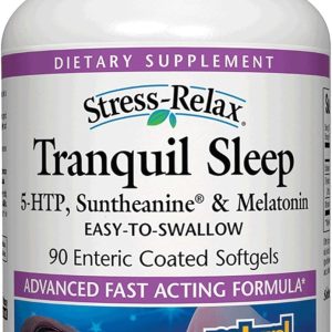 Stress-Relax Tranquil Sleep by Natural Factors, Sleep Aid with Suntheanine L-Theanine, 5-HTP, Melatonin, 90 Softgels