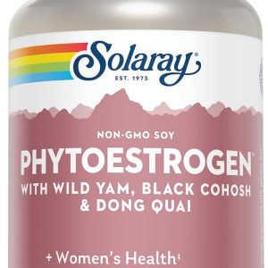 SOLARAY PhytoEstrogen Menopause Supplements - Wild Yam, Black Cohosh, and Dong Quai Estrogen Pills for Women's Health - Vegan, Lab Verified, 60-Day Guarantee (30 Servings, 120 VegCaps)