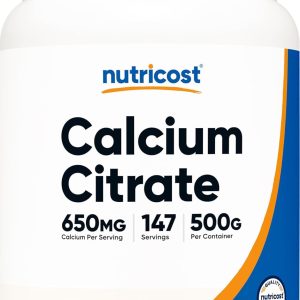 Nutricost Calcium Citrate Powder (500 Grams) (Unflavored) - Pure Calcium Citrate, No Fillers, Gluten Free (1.1lbs)