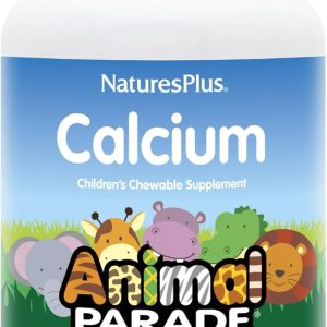 NaturesPlus Animal Parade Calcium, Vanilla Sundae Flavor - 90 Animal-Shaped Chewable Tablets - Promotes Healthy Bones - Vegan, Gluten Free - 90 Total Servings