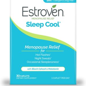Estroven Sleep Cool for Menopause Relief, 30 Ct, Sleep Support Supplement With Clinically Proven Ingredients to Relieve Menopause Symptoms plus Night Sweats & Hot Flash Relief, Drug-Free & Gluten-Free