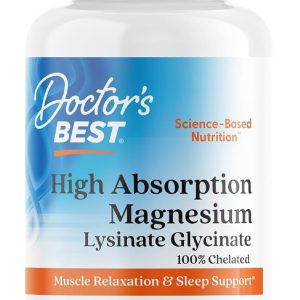 Doctors BEST High Absorption Magnesium Lysinate Glycinate 100% Chelated, Muscle Relaxation & Sleep Support, Non-GMO, Gluten Free, Soy Free, Vegan, 100% Chelated 240 Tablets
