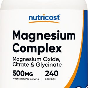 Nutricost Magnesium Complex 500mg, 240 Capsules - Magnesium Oxide, Citrate, and Glycinate - Gluten Free and Non-GMO