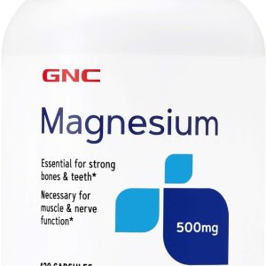 GNC Magnesium 500mg, 120 Capsules, Supports Calcium Absorption and Strong Teeth and Bones