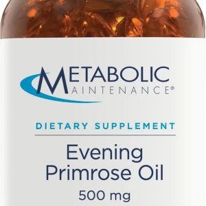 Metabolic Maintenance Evening Primrose Oil Capsules - 500mg Cold Pressed GLA + LA Supplement - Supports Balanced Hormonal Function for Women, Helps Maintain Healthy Skin (180 Softgels)