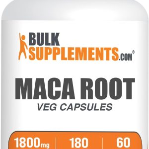 BulkSupplements.com Maca Root Capsules - Maca Supplement, Herbal Supplement, Superfood Supplement - Vegan & Gluten Free, 3 Veg Capsules per Serving, 180 Count (Pack of 1)