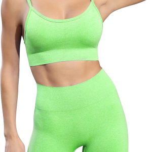 Workout Sets for Women 2 Piece Outfits Gym Shorts Women High Waisted with Adjustable Padded Sports Bra Gym Sets
