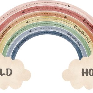 Janlaugh Large Calming Corner Classroom Poster Rainbow Breathing Poster Breath Calm Anxiety Sensory Sticker Mindfulness Breathing Exercise for School Office Classroom Home Playroom Wall Decoration