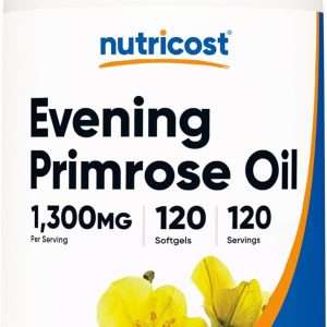 Nutricost Evening Primrose Oil 1,300mg, 120 Softgels - Cold Pressed, Non-GMO, Gluten Free, 120 Servings