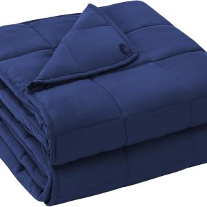 yescool Weighted Blanket for Adults (20 lbs, 60” x 80”, Blue) Cooling Heavy Blanket for Sleeping Perfect for 190-210 lbs, Queen Size Breathable Blanket with Premium Glass Bead, Machine Washable