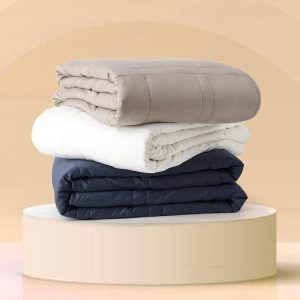 Baloo Weighted Blanket for Adults 20 lb (Pebble White, 60"x80") | Cool & 100% Cotton | Machine Washable & Dryer Safe | Glass Microbead Fill