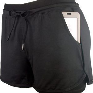 RIBOOM Women Workout Running Shorts 2 in 1 Active Yoga Gym Sport Shorts with Pockets