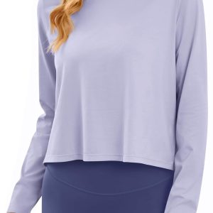 G4Free Long Sleeve Workout Tops for Women Sun Shirts Crop Tops UPF 50+ Hiking Running Athletic Lightweight