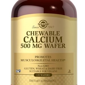 Solgar Chewable Calcium 500 mg - 120 Wafers - Promotes Musculoskeletal Health - Non-GMO, Vegan, Gluten, Wheat & Dairy Free, Kosher - 60 Servings