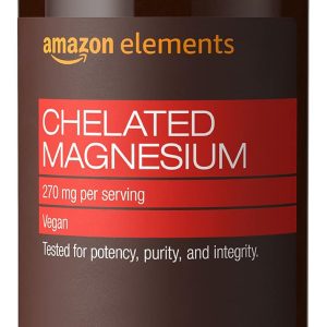 Amazon Elements - Chelated Magnesium, 240 tablets, 270 mg per Serving, as Magnesium Glycinate Chelate, Vegan