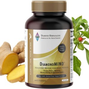 DiamondMIND Brain Support Supplement - Natural Formula to Support Mental Energy & Cognitive Function - Focus, Clarity, and Memory Support Supplement - Vegan, Gluten-Free, Dairy-Free - (60 Count)