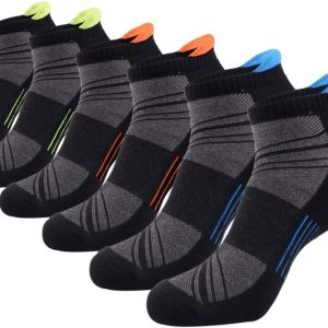 JOYNÉE Mens Ankle Low Cut Athletic Tab Socks for Men Sport Comfort Cushion Sock 6 Pack