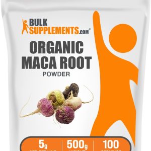 BulkSupplements.com Organic Maca Powder - Maca Supplement, Maca Root Powder - Superfood, Maca Powder Organic - Gluten Free, 5000mg per Serving, 500g (1.1 lbs) (Pack of 1)