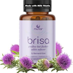 Munar Brisa Menopause Support – Hormonal Balance for Women with Milk Thistle, Vitex, Black Cohosh and Rhubarb. Reduces Hot Flashes, Boosts Energy, Liver Detox – 30-Day Supply (60 Capsules)