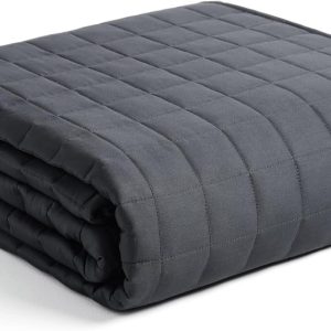YnM 15lbs Weighted Blanket for Adults, Breathable Heavy Bed Throw Blanket with Cooling Glass Beads for All Season Use, Ideal for ~140lbs (48x72 Inches, Twin/Full, Dark Grey)