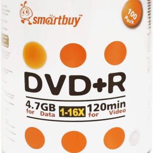 Smart Buy 100 Pack DVD+R 4.7gb 16x Logo Blank Data Video Movie Recordable Disc, 100 Disc 100pk