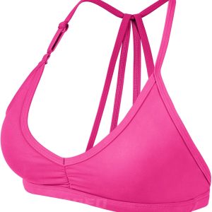 YEOREO Workout Sports Bras for Women Padded Strappy Open Back Gym Bra Light Impact Criss Cross Yoga Crop Top