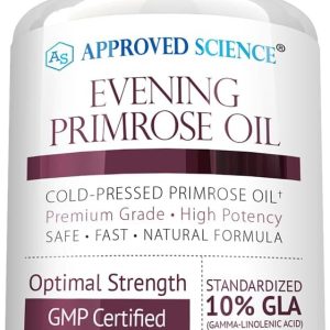 Approved Science Evening Primrose Oil - Maximum Strength - Cold Pressed - 10% GLA - Hormonal Balance, Skin and Heart Health - 60 Softgels - All Natural