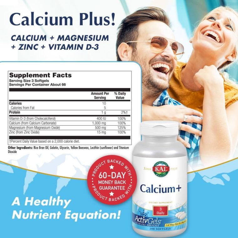 KAL Calcium Plus Tablets, 1000 mg, 200 Count - Image 2