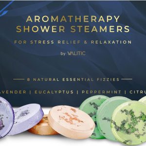 Valitic Aromatherapy Shower Steamers for Stress Relief and Relaxation - Gifts for Women Mom Birthday 8 Natural Essential Fizzies Shower Bombs - 4 Scents - Lavender, Eucalyptus, Citrus, and Peppermint