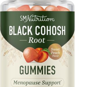 Black Cohosh Gummies for Menopause Relief, Hot Flashes & Night Sweats | 50mg Black Cohosh Root for Women | Gluten-Free, Vegetarian, Non-GMO | Hormone Balance Support | Yummy Peach Flavor | 60 Gummies