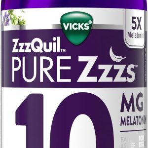 ZzzQuil Pure Zzzs Advanced Melatonin Gummies, Melatonin 10mg, Sleep Aid, with Chamomile & Lavender, Melatonin Sleep Gummies, Sleep Aids for Adults, Berry Flavored, 100 Sleep Gummies