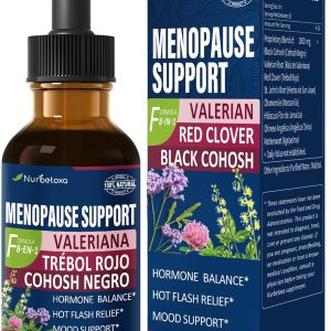 Black Cohosh Menopause Support Drops, Phytoestrogen Supplements W/Red Clover, Motherwort & St. John's Wort Extract for Hot Flashes, Night Sweats & Comfort. Cimicifuga para Menopausia. 2oz