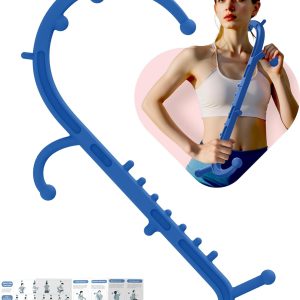 Back and Neck Massager for Pain Relief Deep Tissue, Upgraded Full Body Trigger Point Cane Massage Tools, Massage Stick Pressure Point Hook, Muscle Knot Remover Tool (Blue)