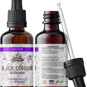Black Cohosh Tincture Organic Black Cohosh Extract (Cimicifuga Racemosa) Dried Root, Non-GMO in Cold-Pressed Organic Vegetable Glycerin, 2 oz (60 ml)