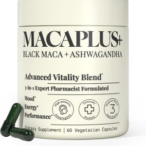 MACAPLUS+ Black Maca Root + Ashwagandha + Fenugreek - #1 Highest Potency Black Maca Root 40,000mg 40x Strength Organic Capsules for Men and Women Supplement 100% Pure Maca Peruana 40:1 Powder Pills