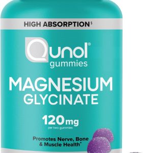 Qunol Magnesium Glycinate Gummies, 120mg of Magnesium Glycinate, High Absorption, Mixed Berry, 90 Count (Pack of 1)