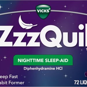 ZzzQuil LiquiCap Sleep Aid, Diphenhydramine 25mg HCl, Sleep Aids for Adults, Nighttime Sleep Aid, 72 LiquiCaps