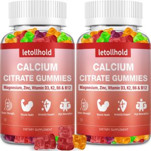 Calcium Citrate Gummies - 1200mg Calcium Gummies with Magnesium Zinc Vitamin D3,K2, B6, B12 for Bone, Muscle, Joints, Immune Support, High Absorption Calcium Supplements for Women & Men 2 Packs