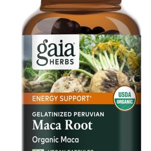 Gaia Herbs Maca Root - Caffeine-Free Natural Energy Supplement - Supports and Maintains Healthy Energy and Stamina - Made with Organic Maca Root (Lepidium meyenii) - 60 Vegan Capsules (30-Day Supply)