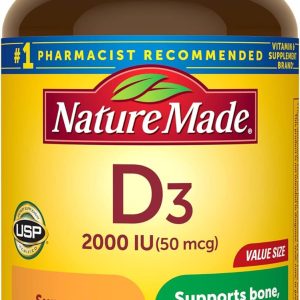 Nature Made Vitamin D3 2000 IU (50 mcg), Dietary Supplement for Bone, Teeth, Muscle and Immune Health Support, 220 Tablets, 220 Day Supply