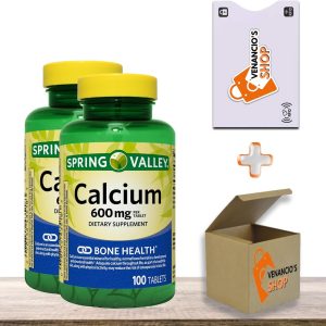 Calcium 600 mg 100 Tablets, Dietary Supplement, Bone Health Calcium by Spring Valley (Pack of 2)