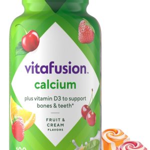 vitafusion Chewable Calcium Gummy Vitamins for Bone and Teeth Support, Calcium Gummies, Fruit and Cream Flavor, 100 Count, 50 Day Supply